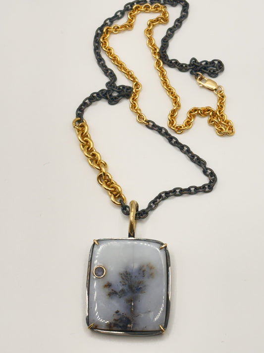 Dendric Agate & Gold Accent Pendant