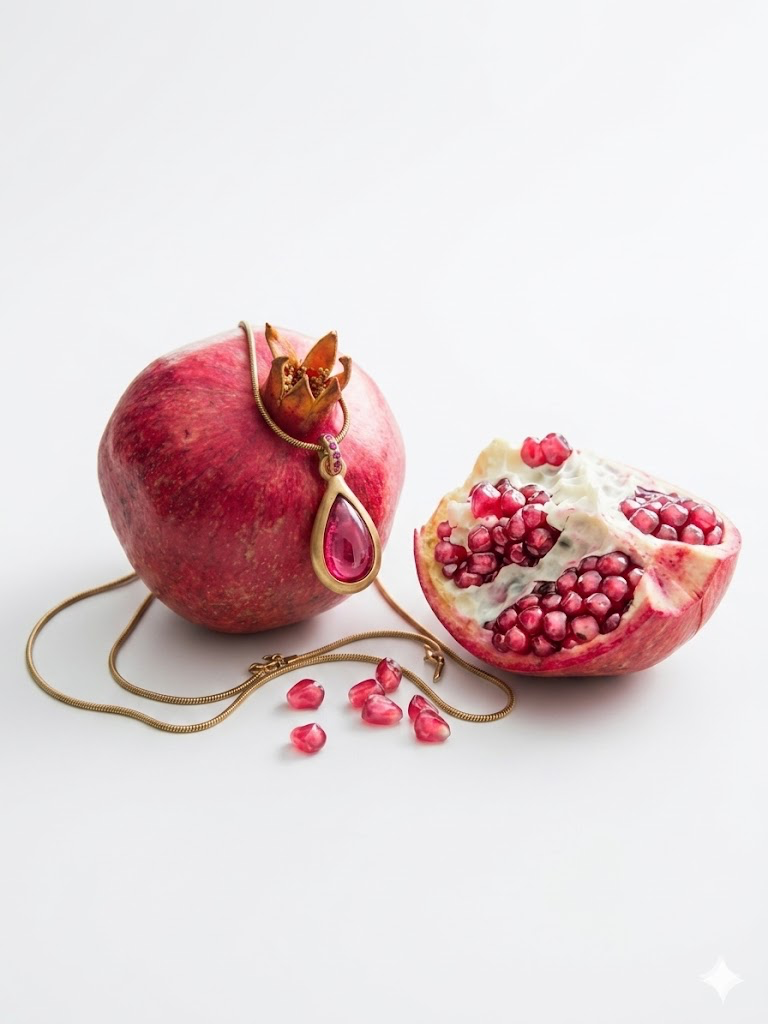 Additional view of Teardrop Raspberry Tourmaline Pendant in Gold — A luscious deep raspberry teardrop Tourmaline cabochon is set in a solid 14K, with accent round bail covered with pink sapphires