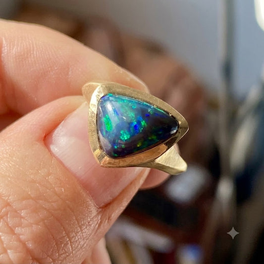 Opal Bezel Ring in Gold