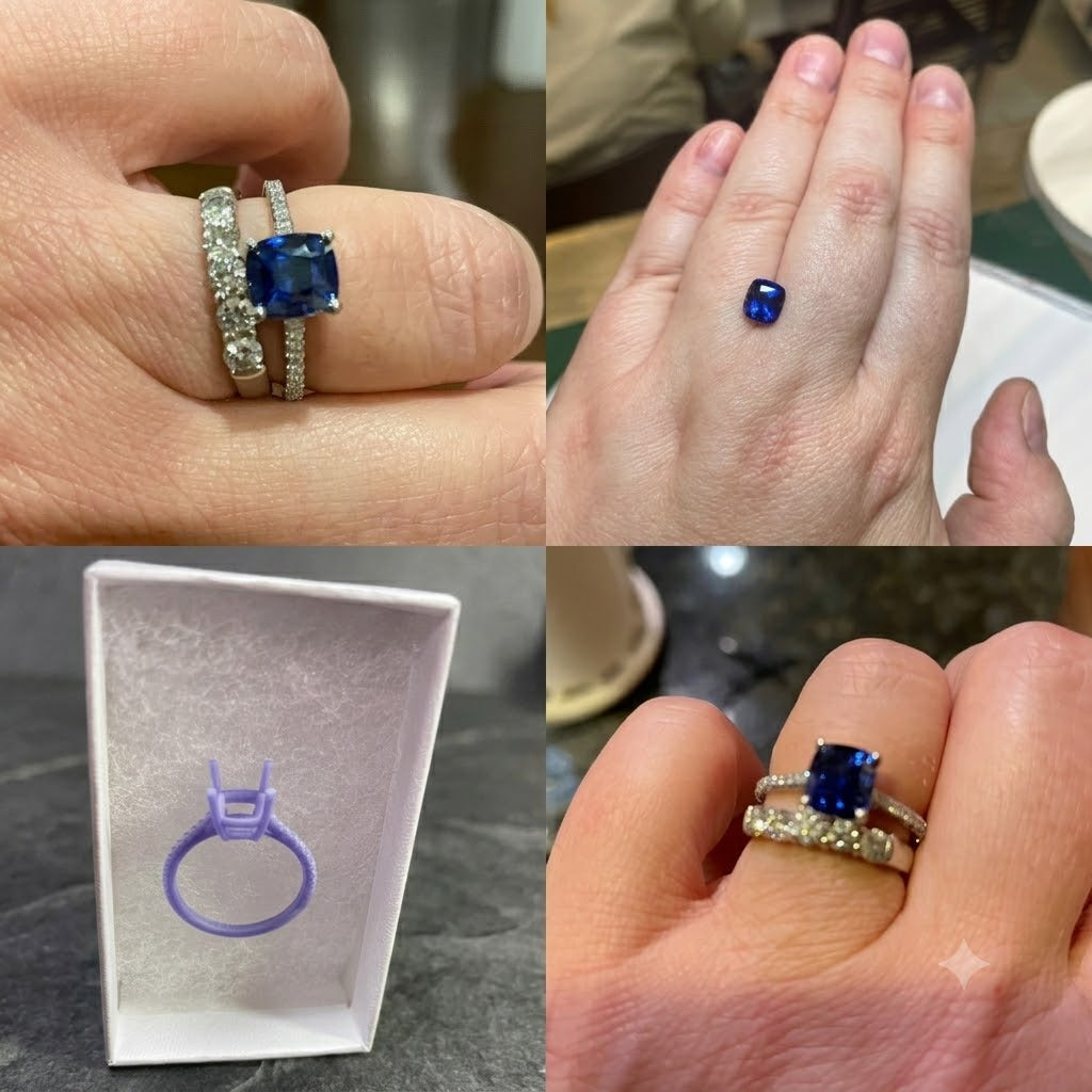 Sapphire Cushion Platinum Ring