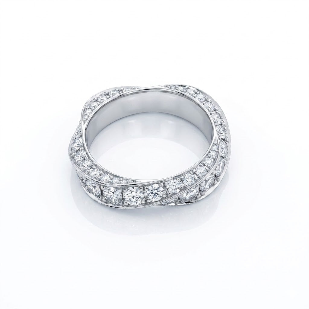Twisted Diamond and Platinum Eternity Ring