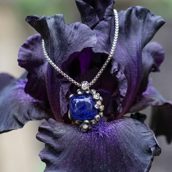 Tanzanite & Sapphire Silver Pendant