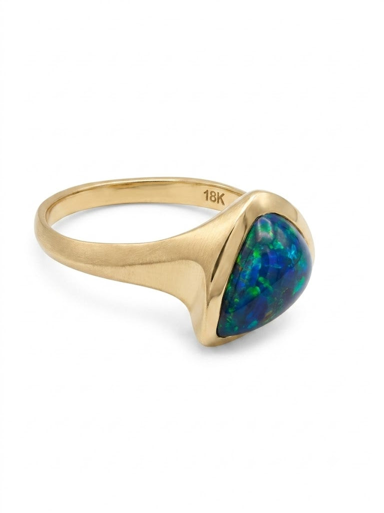 Opal Bezel Ring in Gold