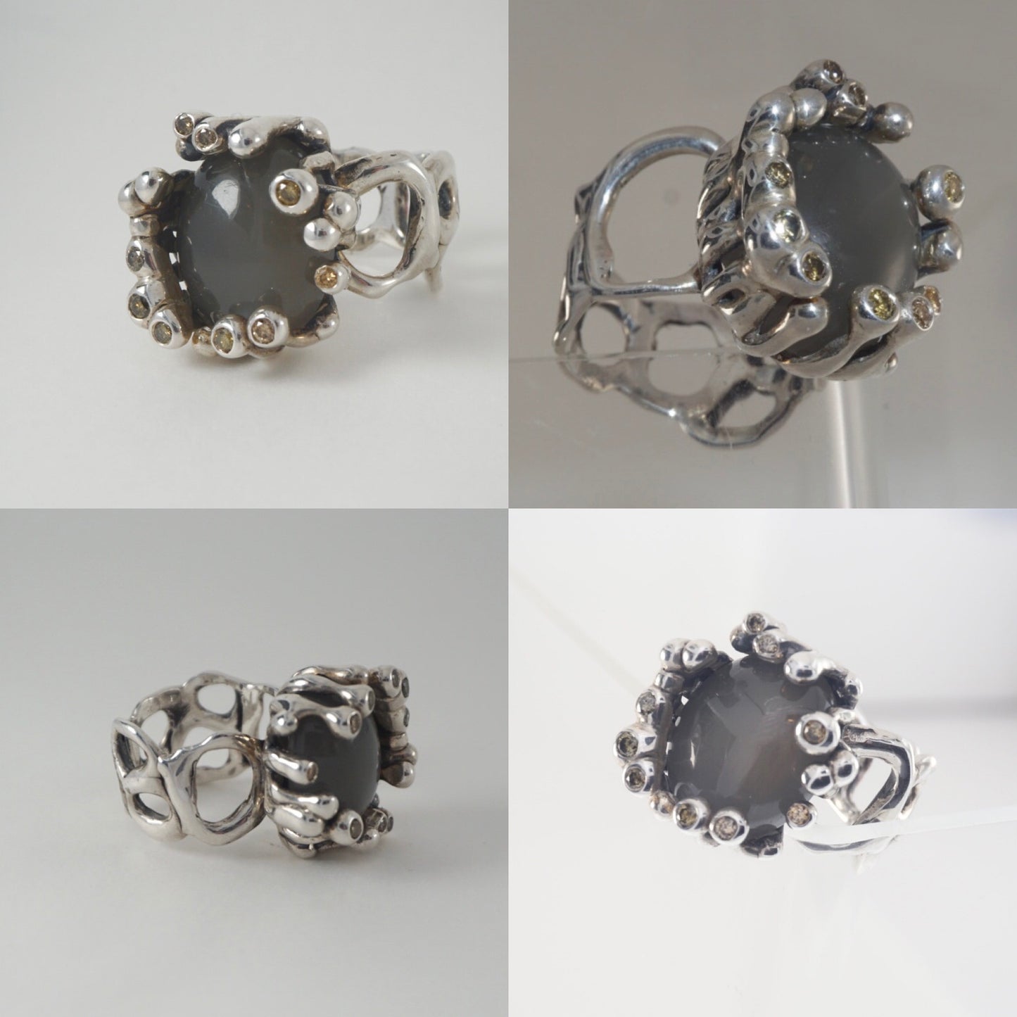 Ruby & Brown Diamond Silver Ring