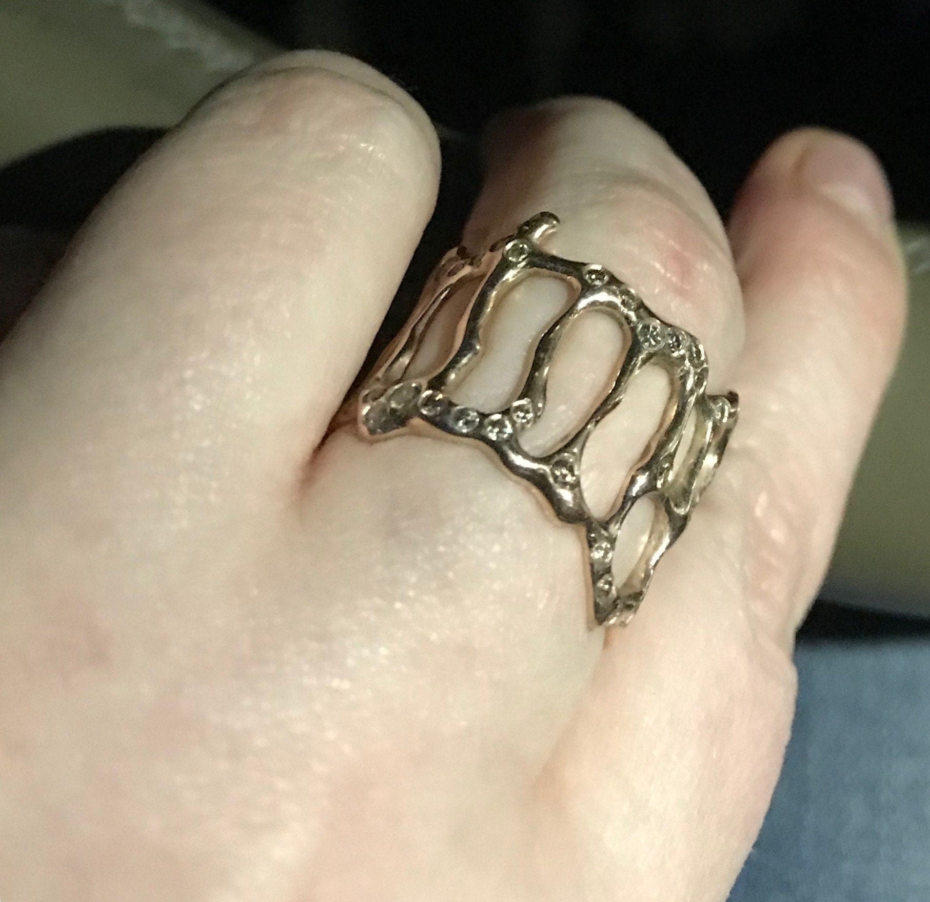 Rose gold and champagne diamonds "molten" ring