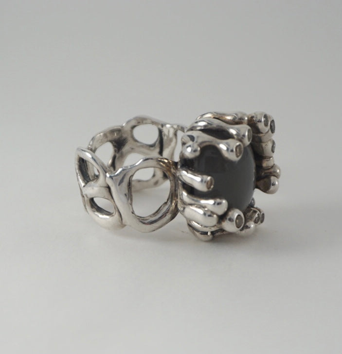 Ruby & Brown Diamond Silver Ring