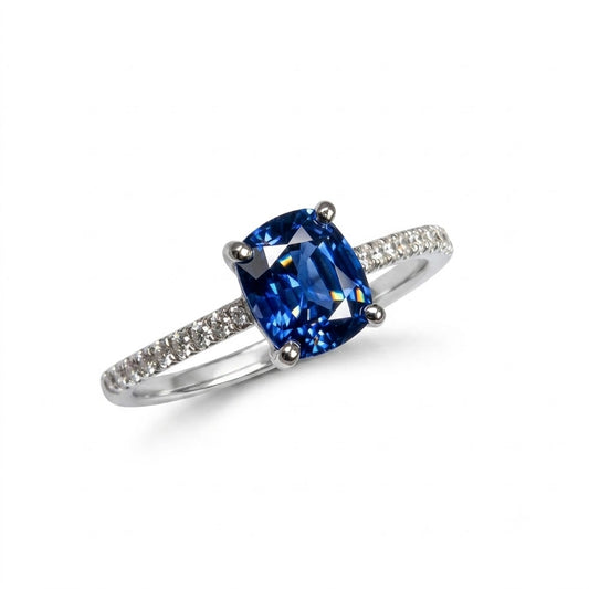 Sapphire Cushion Platinum Ring