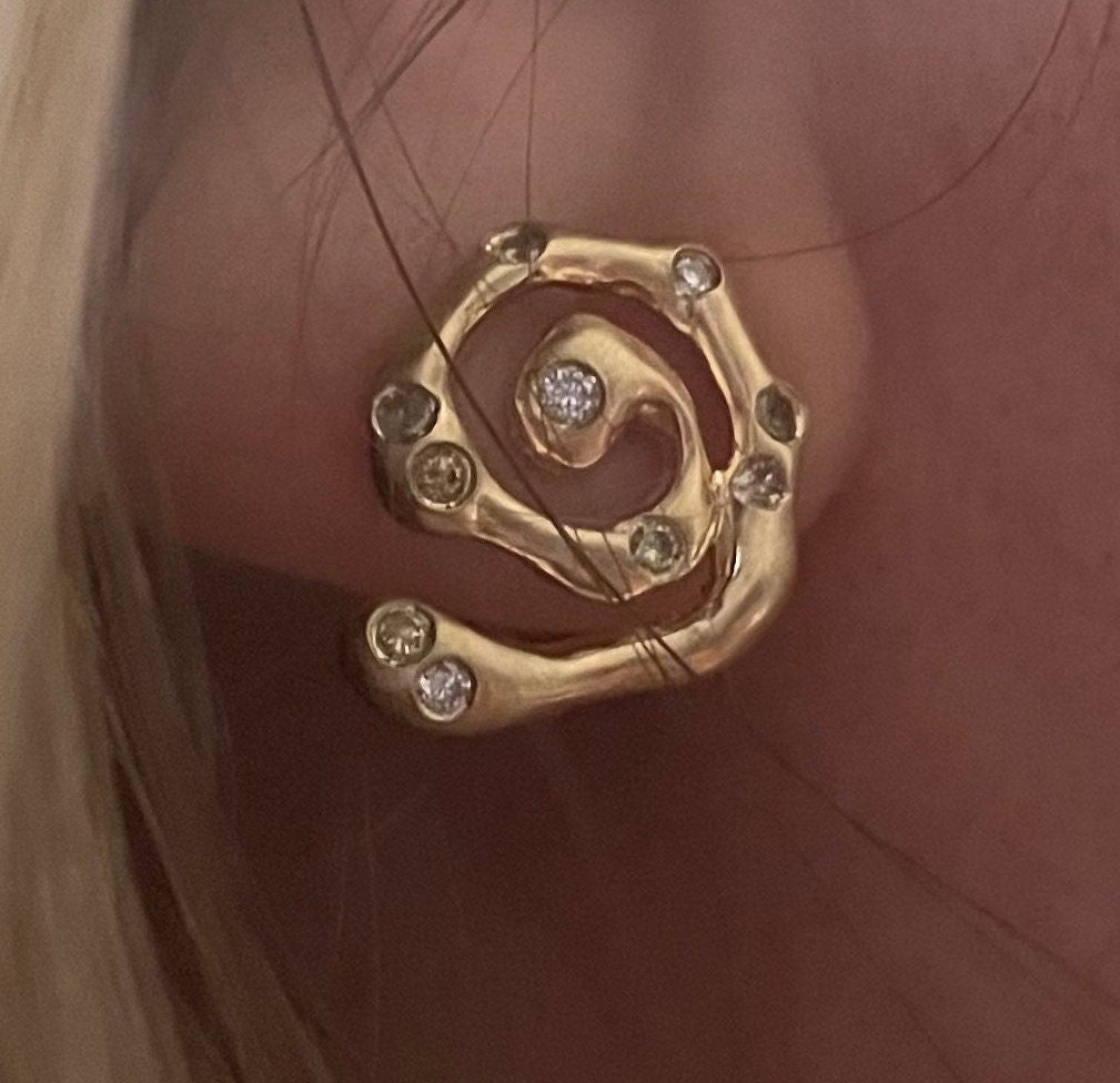 Gold Swirl Mismatched Stud Earrings with Cognac Diamonds