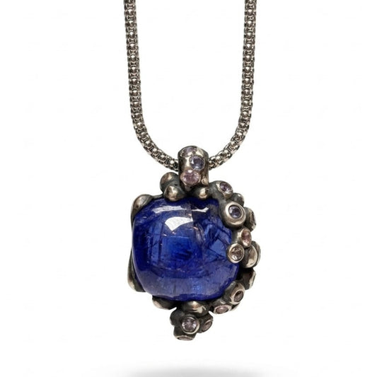 Tanzanite & Sapphire Silver Pendant