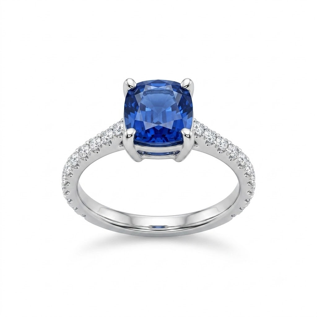 Sapphire Cushion Platinum Ring