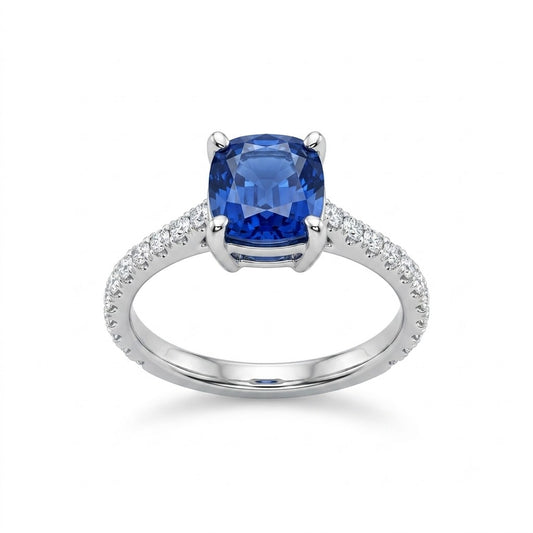 Sapphire Cushion Platinum Ring