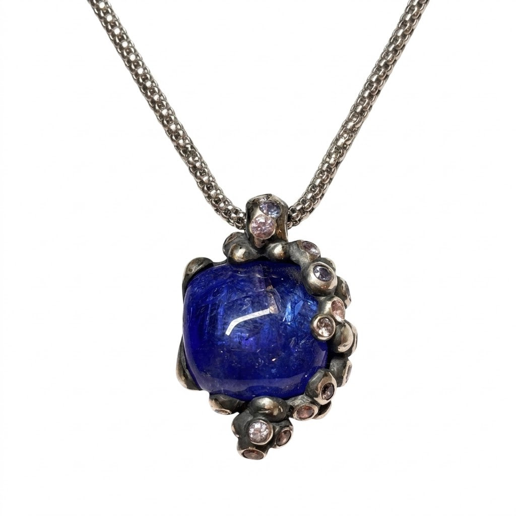 Tanzanite & Sapphire Silver Pendant