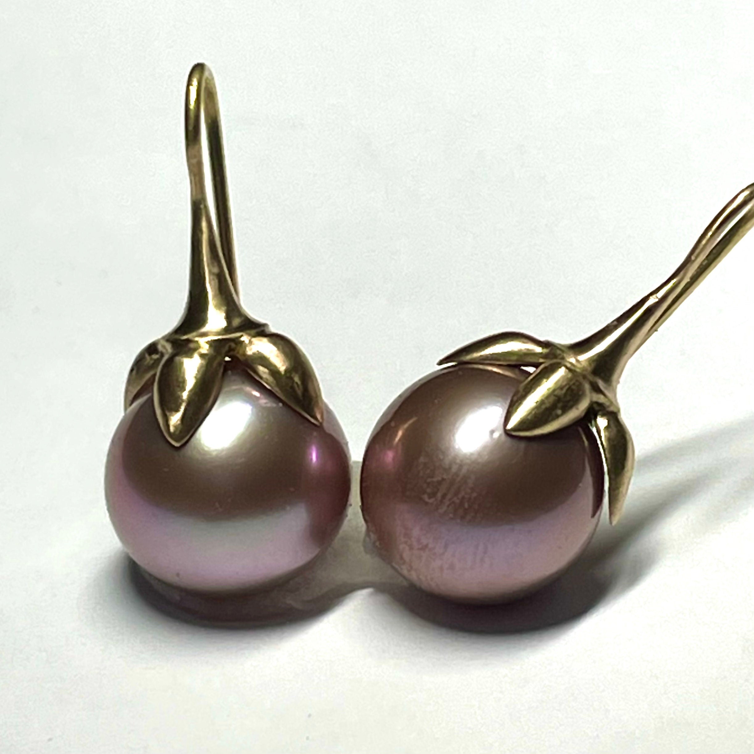 Giant Lavender Edison Pearl Berry Earrings