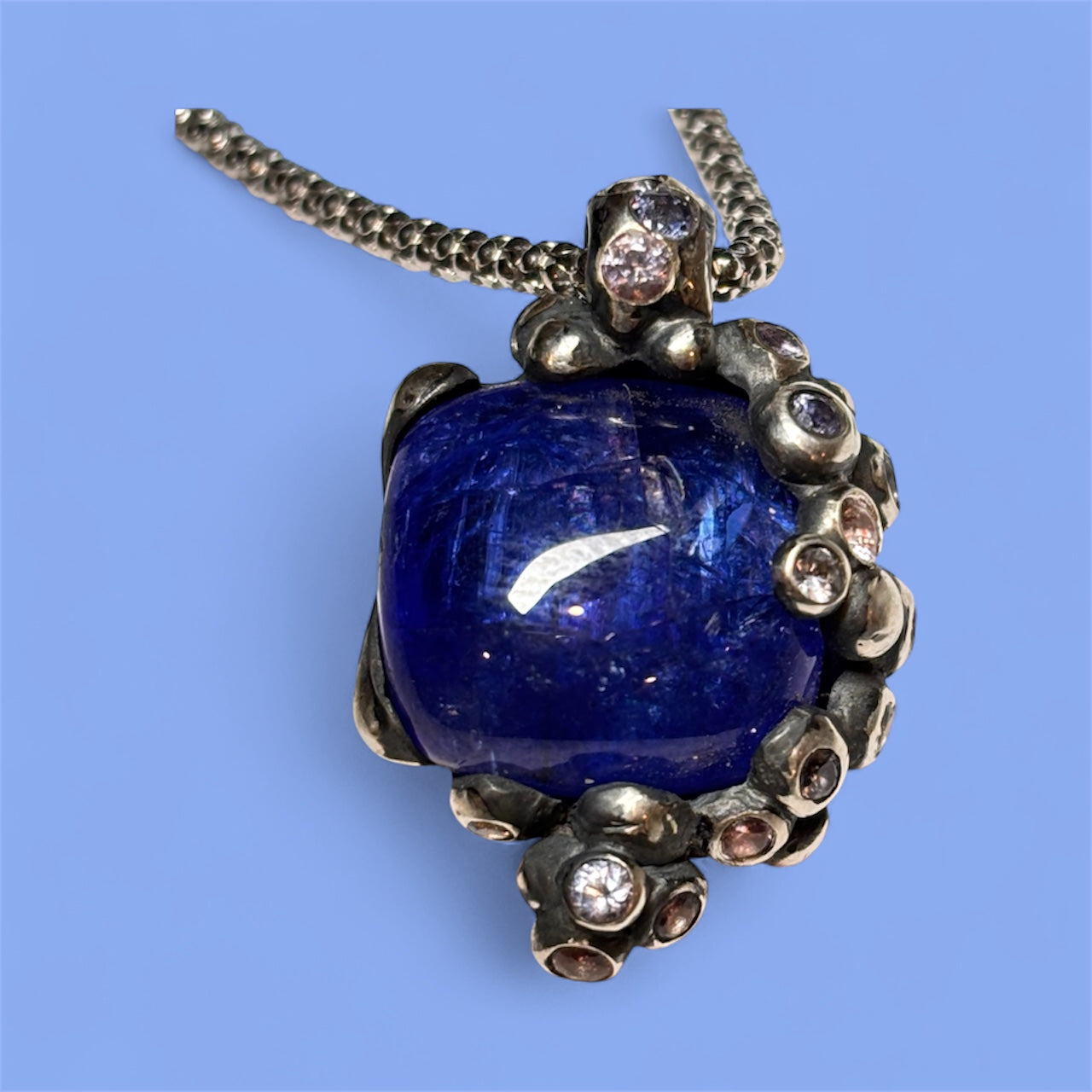 Tanzanite & Sapphire Silver Pendant