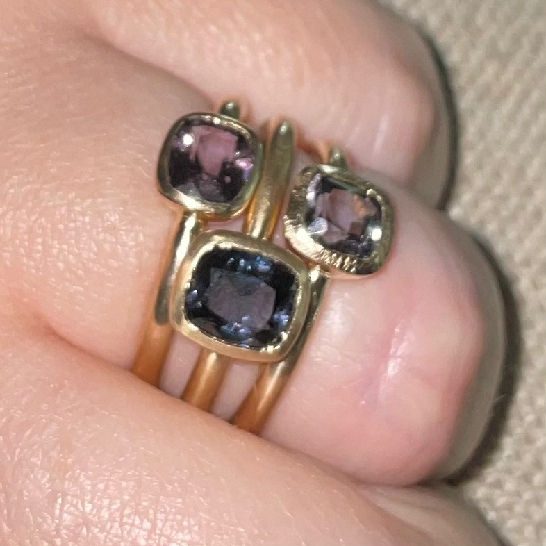 Spinel Gold Stacking Rings