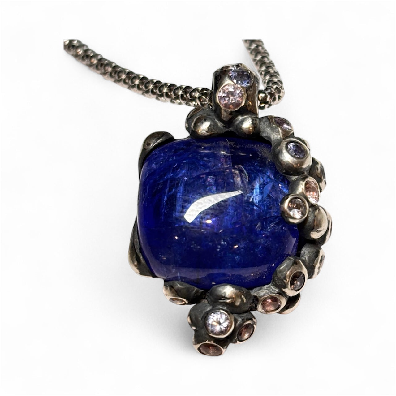 Tanzanite & Sapphire Silver Pendant