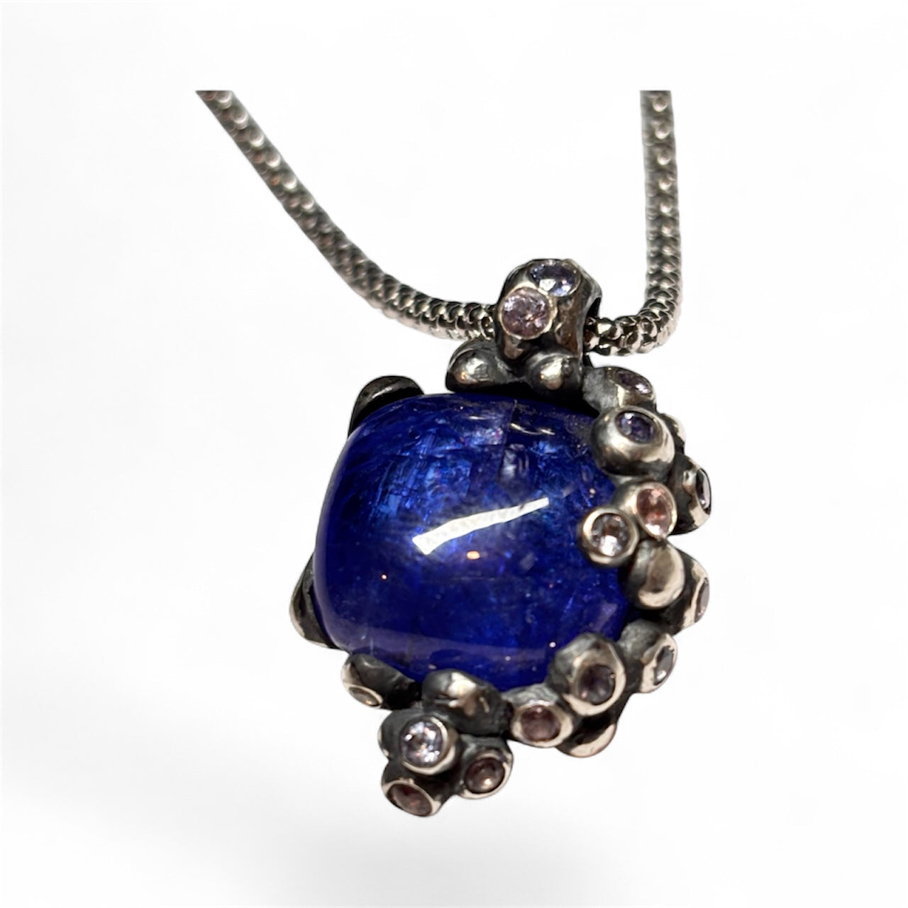 Tanzanite & Sapphire Silver Pendant