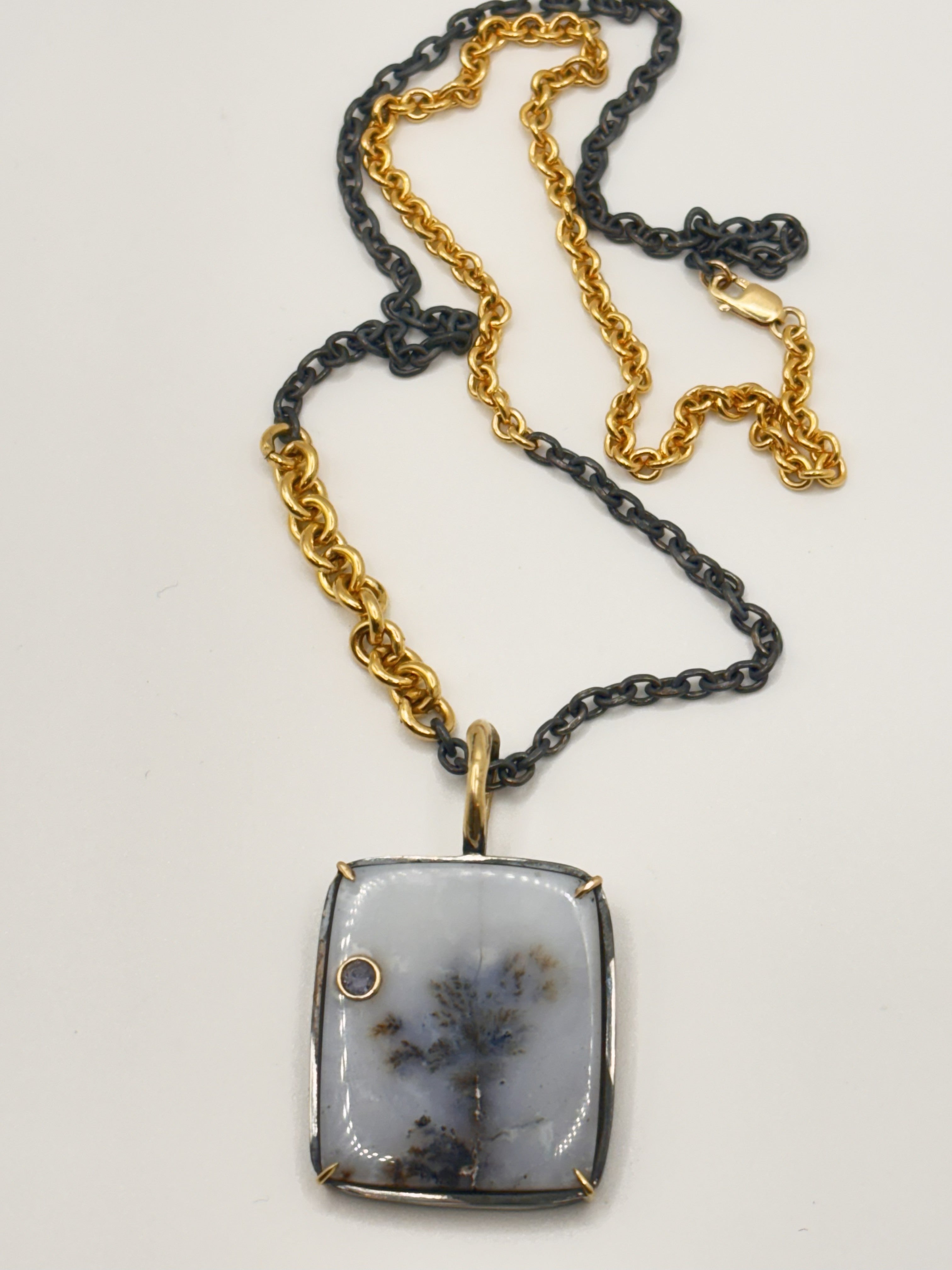 Dendric Agate & Gold Accent Pendant