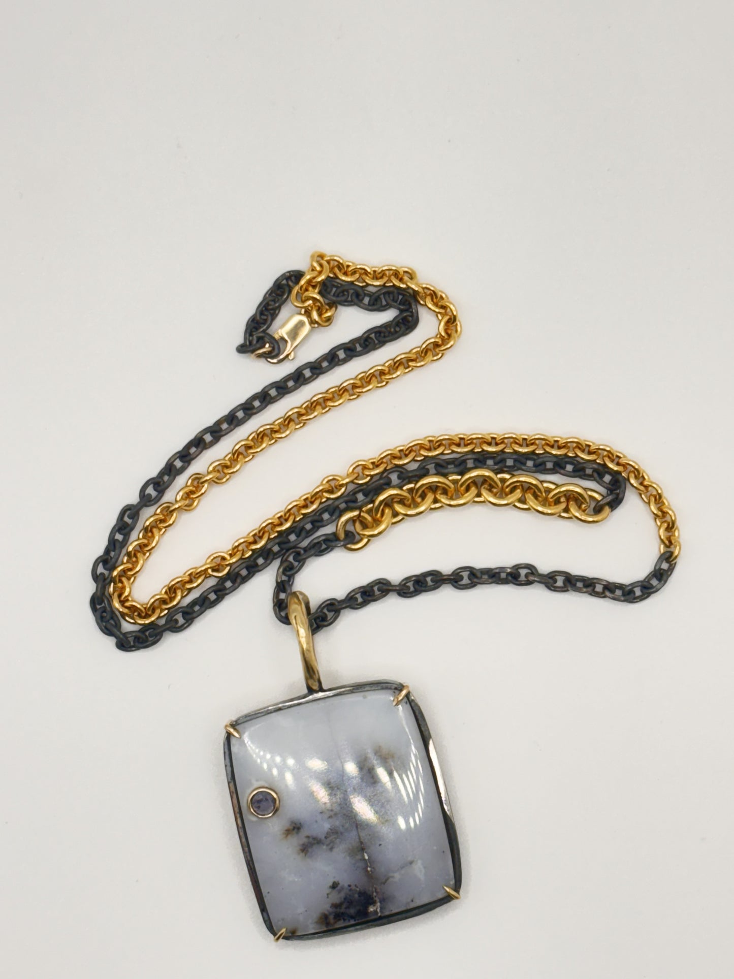 Dendric Agate & Gold Accent Pendant