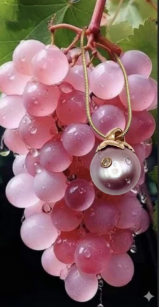 Detail view of Edison Pearl Gold Pendant with Diamond Accent — Luminous extra-large Edison pearl measure 13 mm, wrapped in