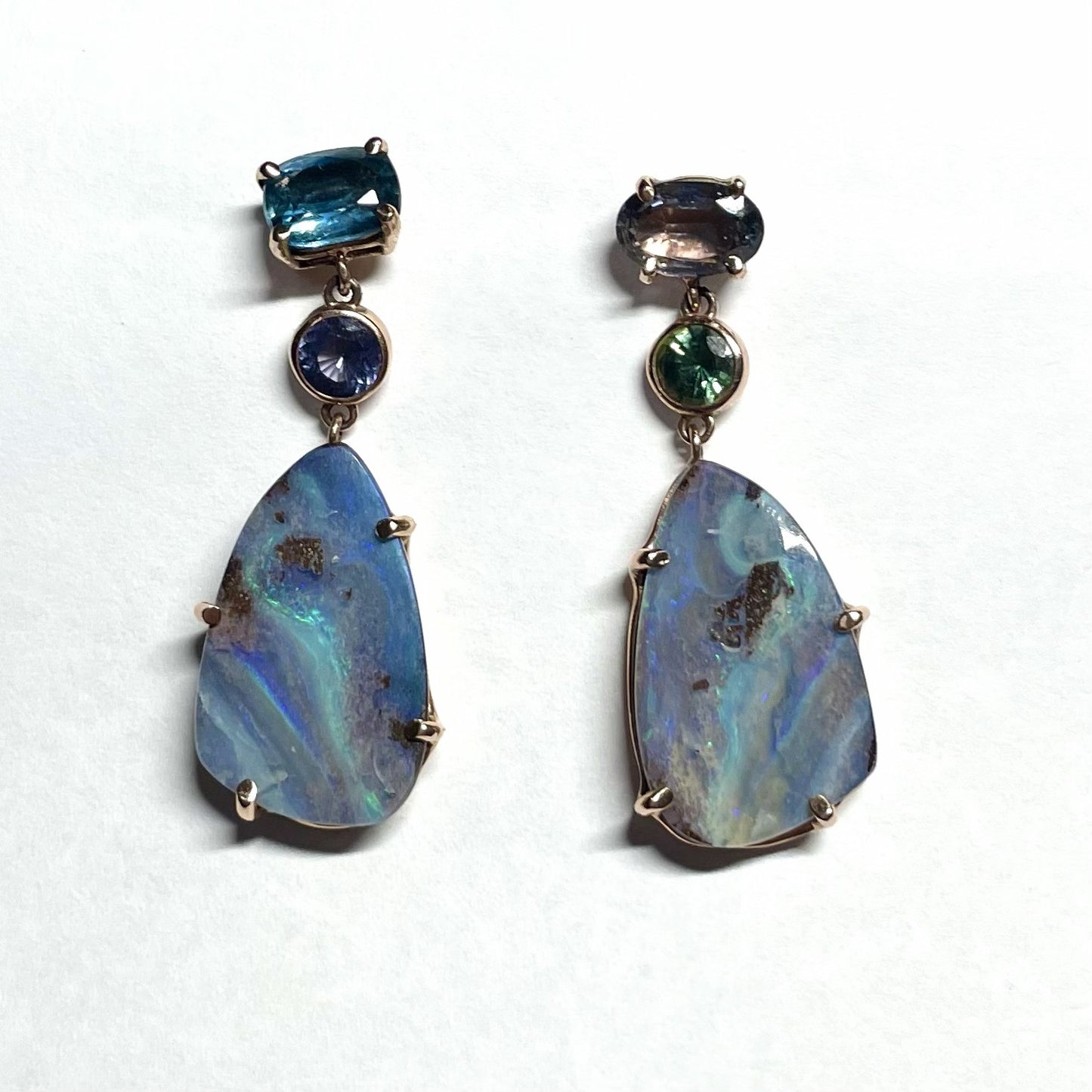 Boulder Opal & Sapphire Statement Earrings