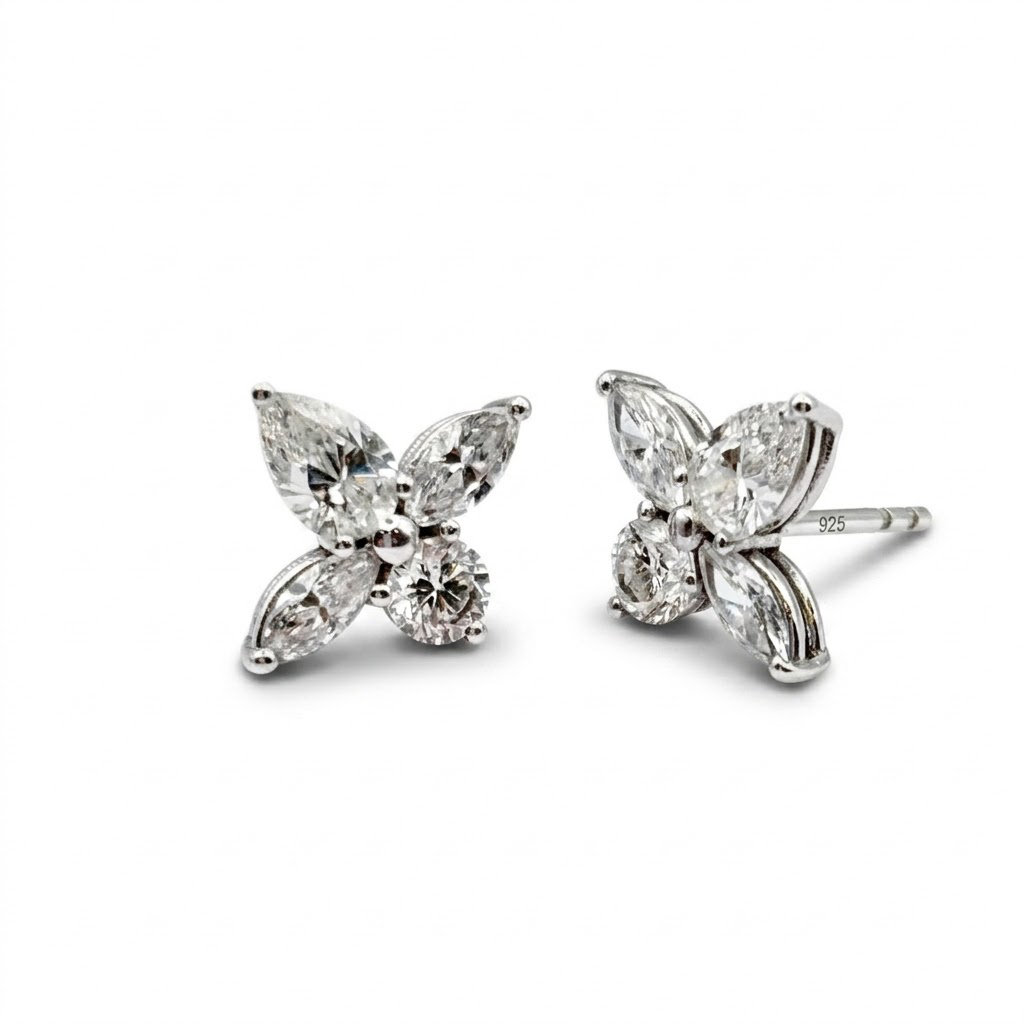 Four-stone Diamond and Platinum Studs