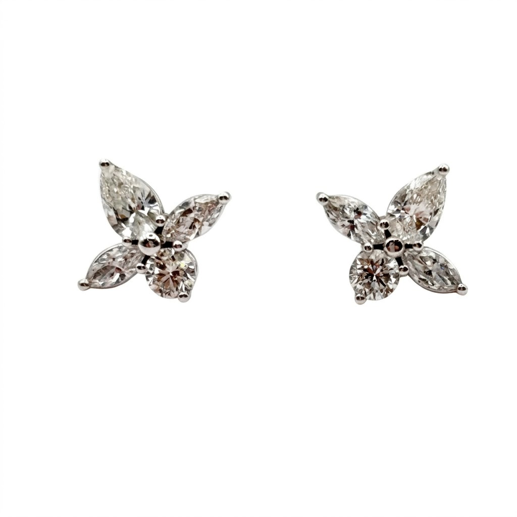 Four-stone Diamond and Platinum Studs