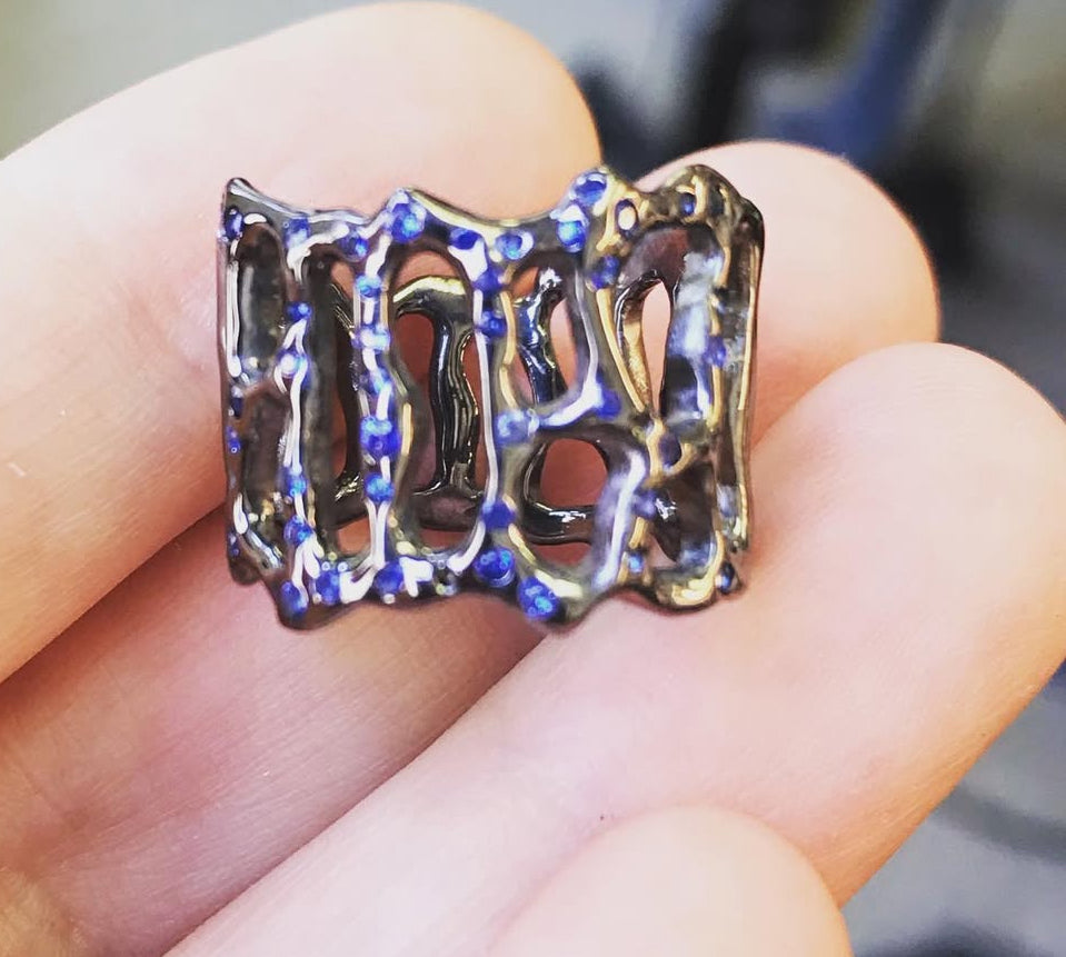 Rose gold and champagne diamonds "molten" ring