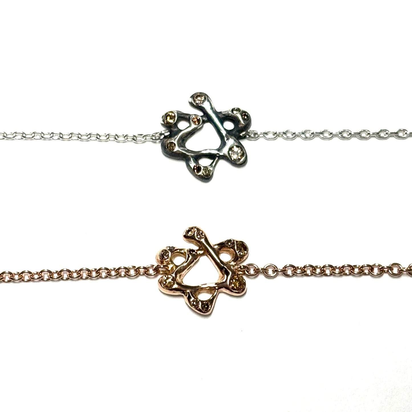 Mixed Metal Magen David Star of David Necklace with Diamond Accents