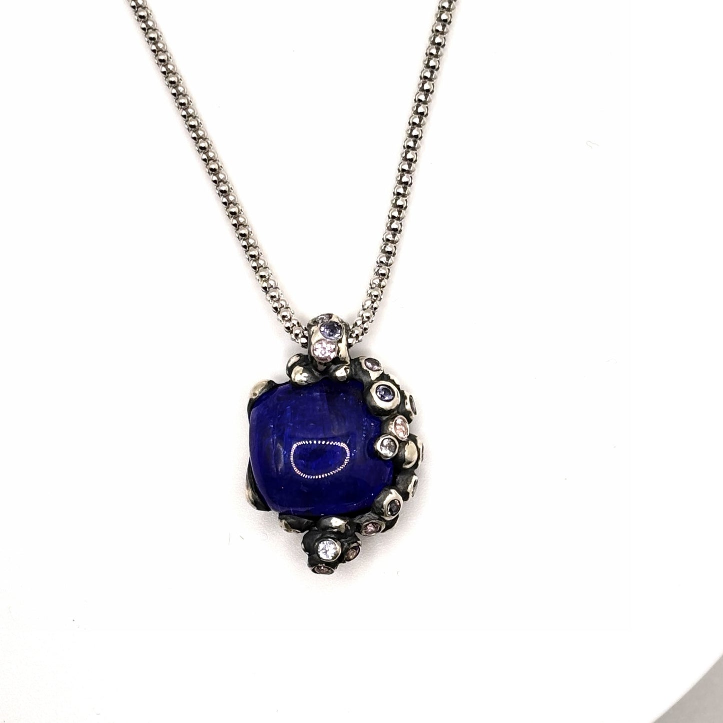 Tanzanite & Sapphire Silver Pendant