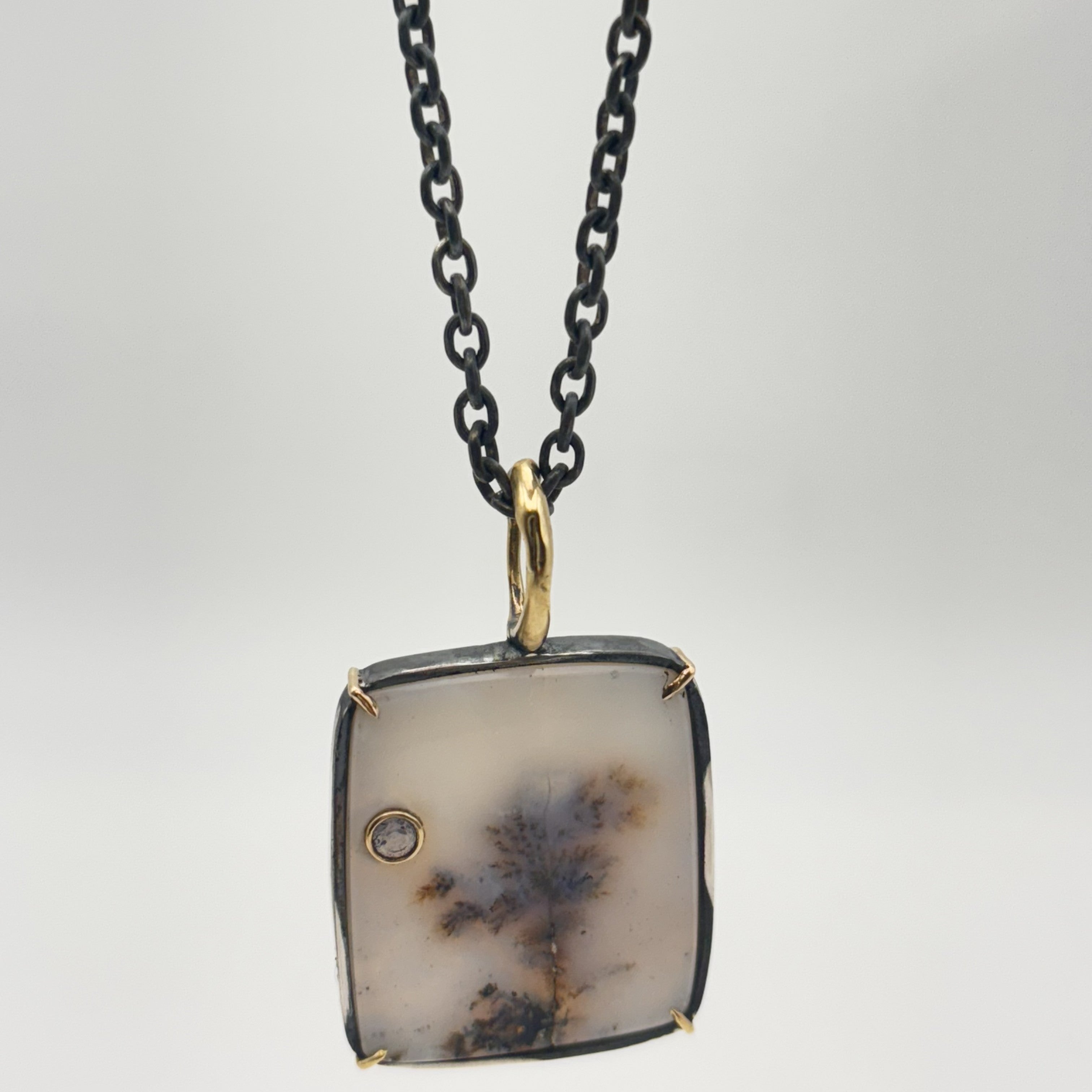 Dendric Agate & Gold Accent Pendant