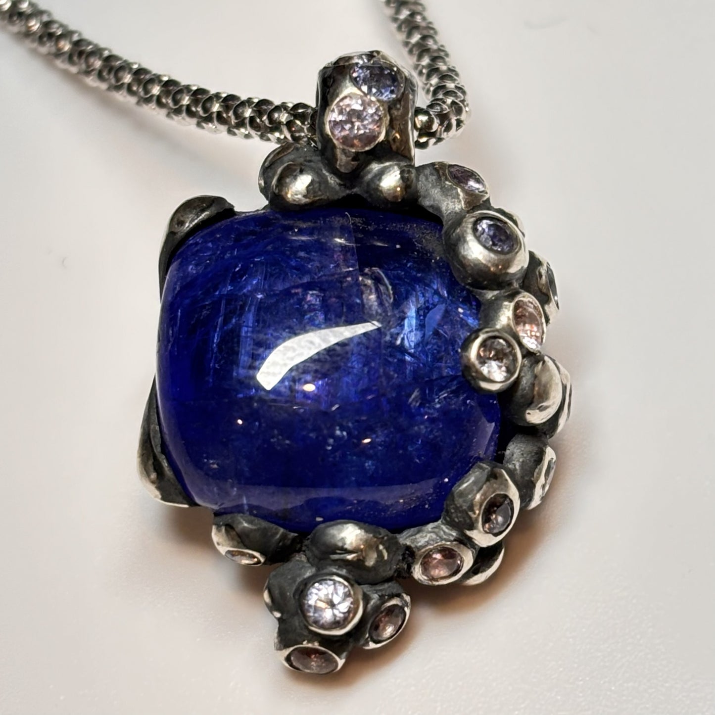 Tanzanite & Sapphire Silver Pendant
