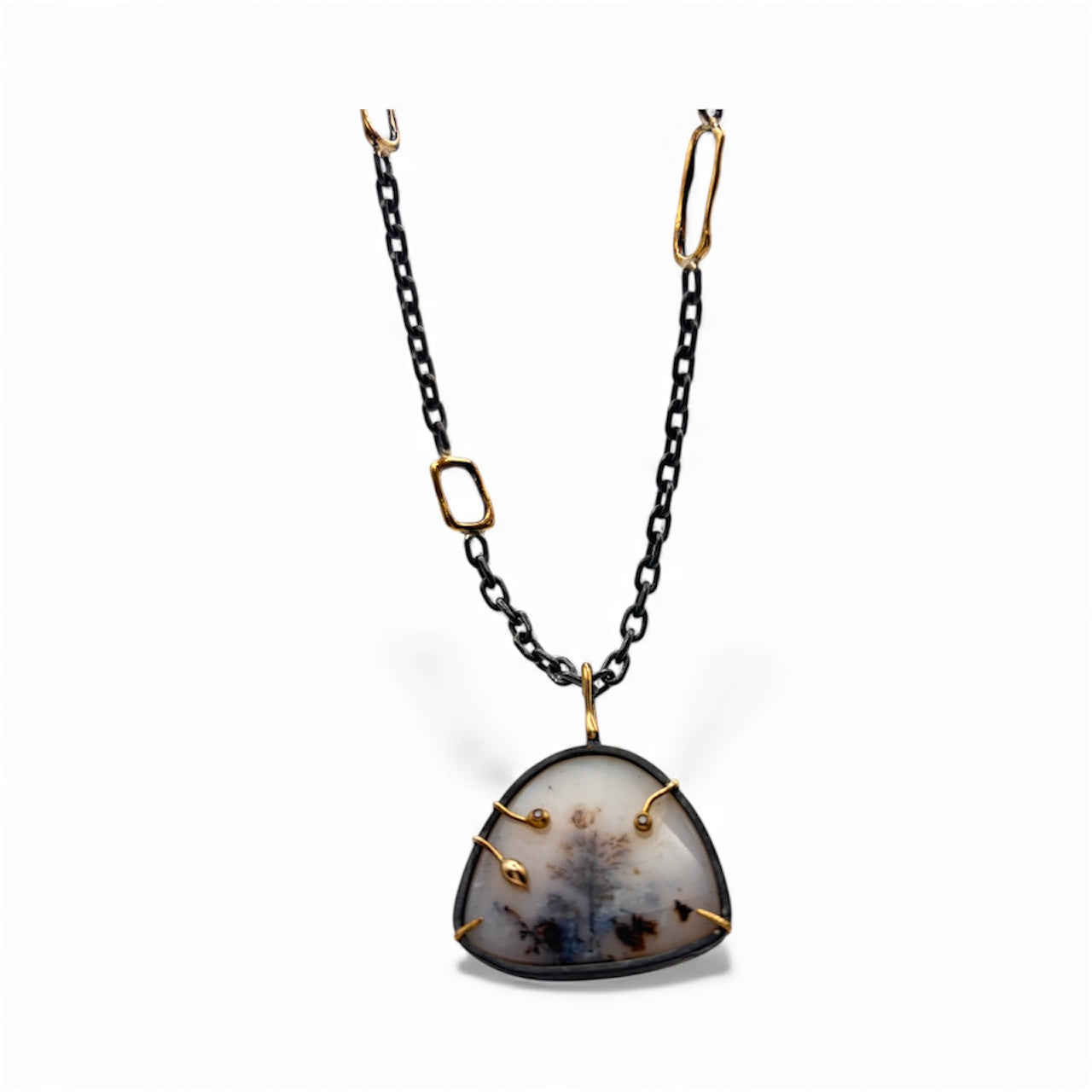 Dendric Agate & Brown Diamond Pendant