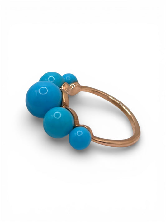 Turquoise Gum Ball Gold Ring