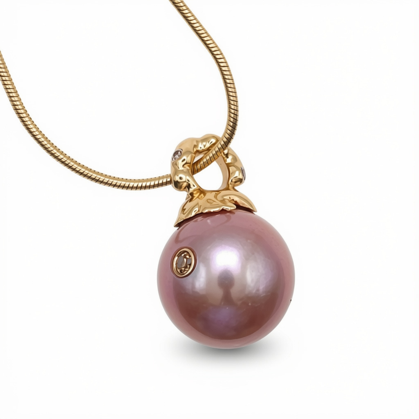 Edison Pearl Pendant with Embelished Bail and Diamond Accent