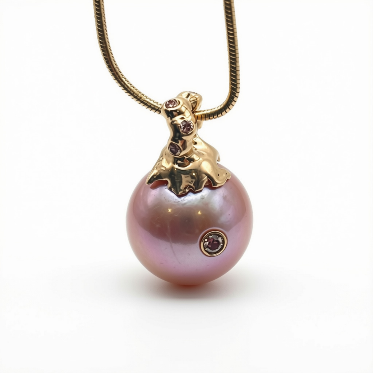 Edison Pearl Pendant with Embelished Bail and Diamond Accent