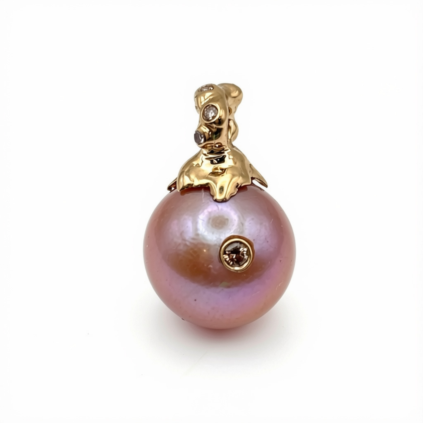 Edison Pearl Pendant with Embelished Bail and Diamond Accent