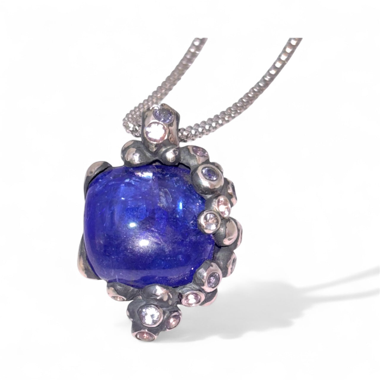 Tanzanite & Sapphire Silver Pendant