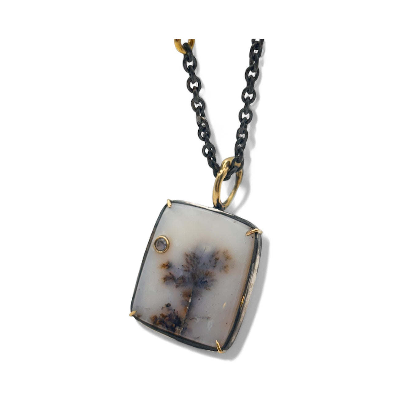 Dendric Agate & Gold Accent Pendant