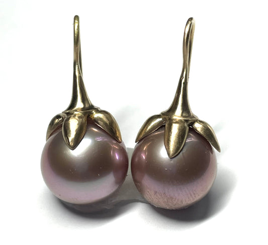 Giant Lavender Edison Pearl Berry Earrings