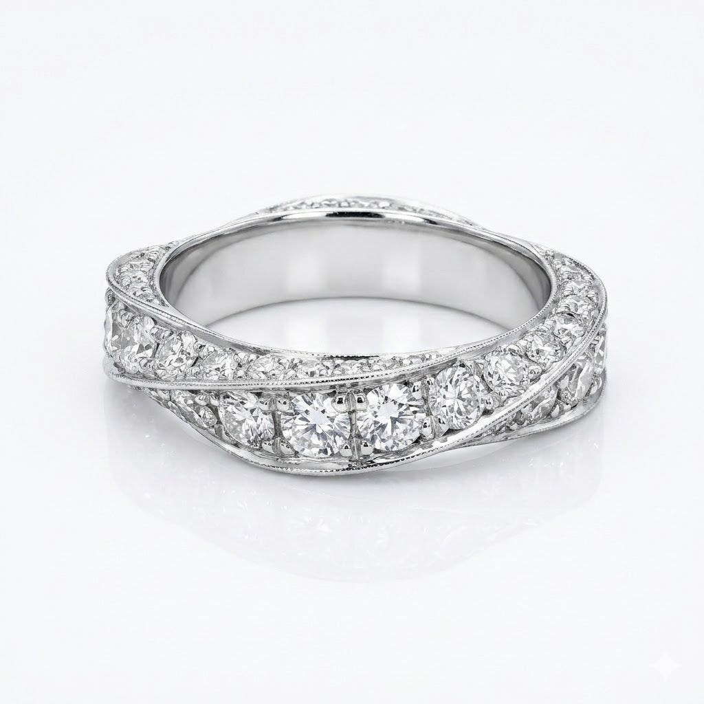 Twisted Diamond and Platinum Eternity Ring