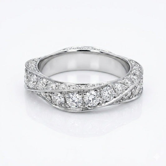 Twisted Diamond and Platinum Eternity Ring