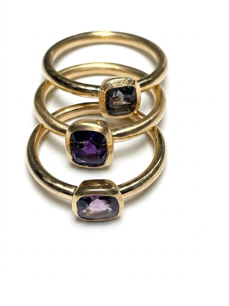 Spinel Gold Stacking Rings