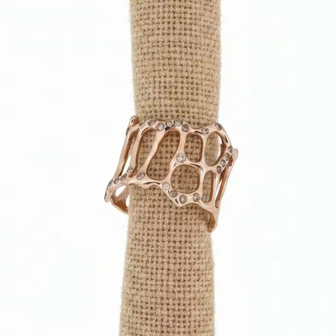 Rose gold and champagne diamonds "molten" ring