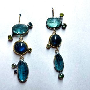 Kyanite, Labradorite & Sapphire Earrings