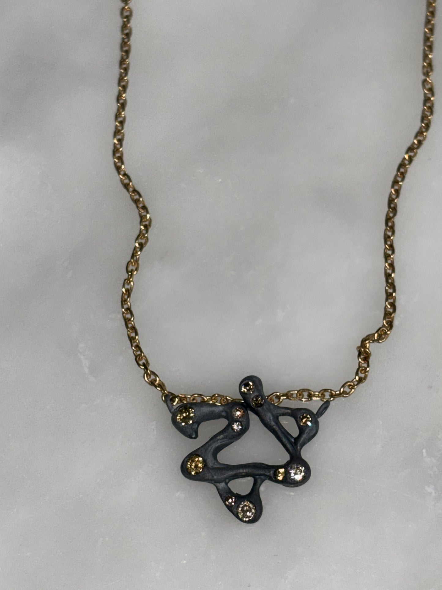 Anodized Silver Magen David Charm with accent diamonds