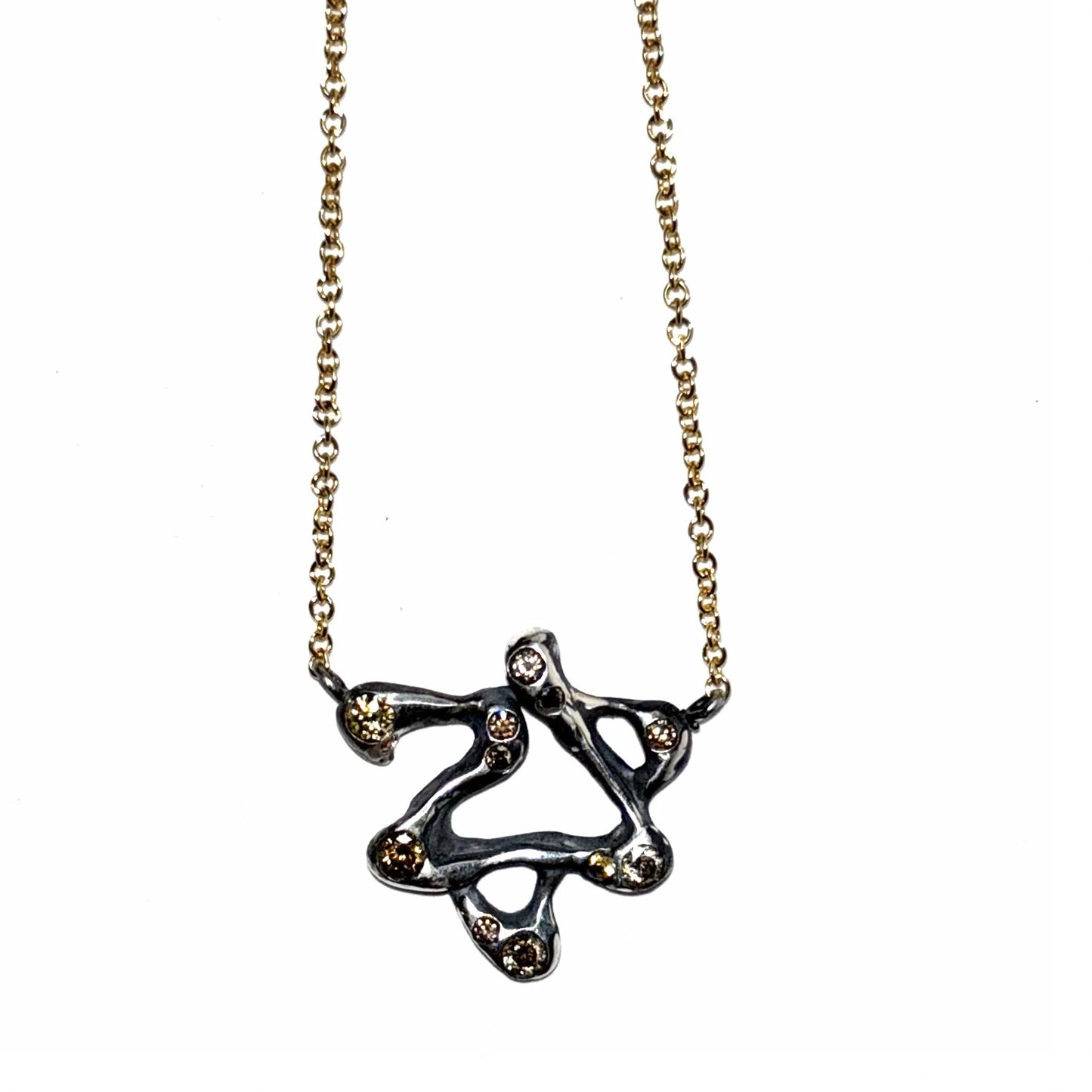 Anodized Silver Magen David Charm with accent diamonds